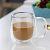Double Walled High Borosilicate Glass Cup, Heat-resistant Handle, Coffee, Milk, Juice, Water Cup, Bar Drinking Utensils, Coffee