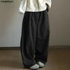 Men Summer Zip-up Waist Casual Thin Long Wide Legs Pants Trousers