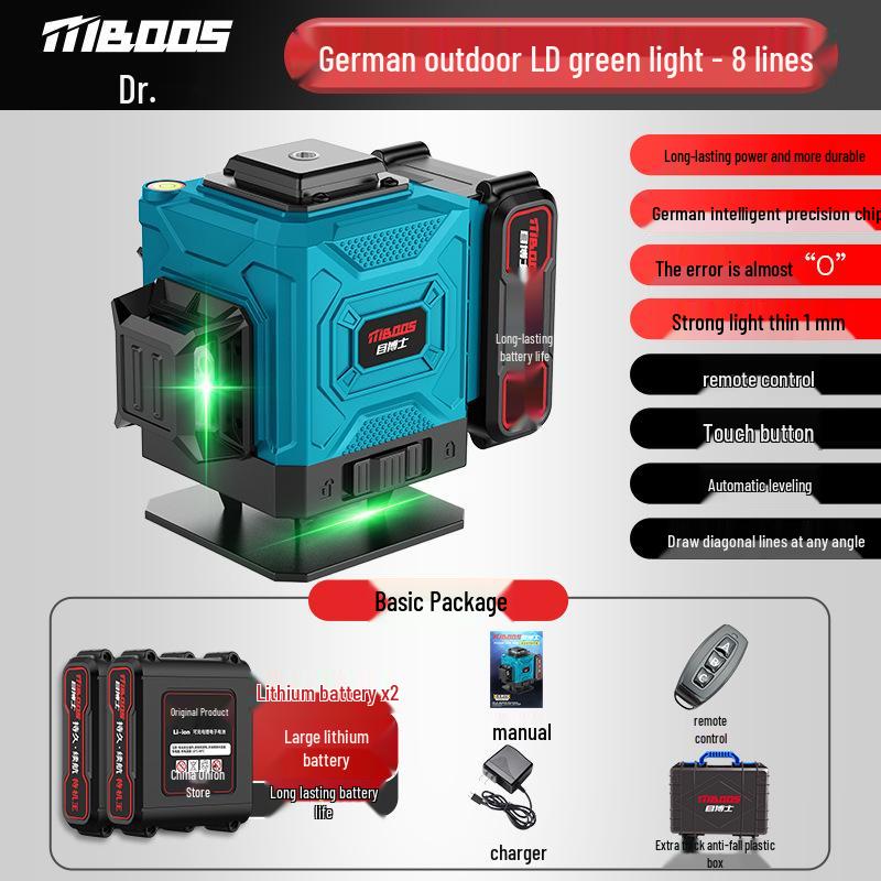 High-Precision Infrared Laser Level with Green & Blue Light for Outdoor Use