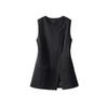 Schwarze Slim Fit Weste Damen Asymmetrische Elegante Weste mit Futter Frühlingsmode