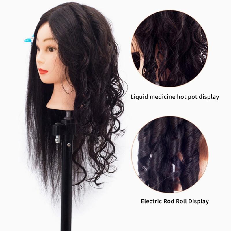 24 Zoll Professioneller Schaufensterkopf mit Haaren für Salon Friseur Training Übungs-Mannequin Schneidetechniken