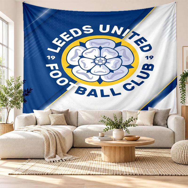 Arazzo da Parete Leeds United, Appeso a Parete in Tessuto Morbido, Sfondo Decorativo per Camera da Letto, Arte da Parete per la Casa