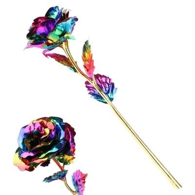 Multicolor Flor de Rosa Chapada en Oro Romántico Regalo para el Día de San Valentín Día de la Madre Decoración de Jardín Decoración Floral Accesorios para el Hogar