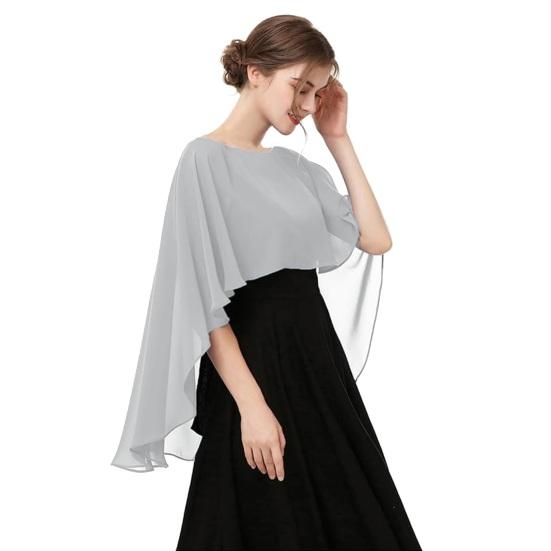 Soft Drape Blouse for Air Conditioned Rooms Women's Shawls And Wraps Evening Dress, Chiffon Shawl, Elegant Sophisticated Office Casual Wear