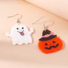 1 Pair Halloween Pumpkin Ghost Earrings Creative Piercing Halloween Pendant Hook Earrings Holiday Jewelry Accessories