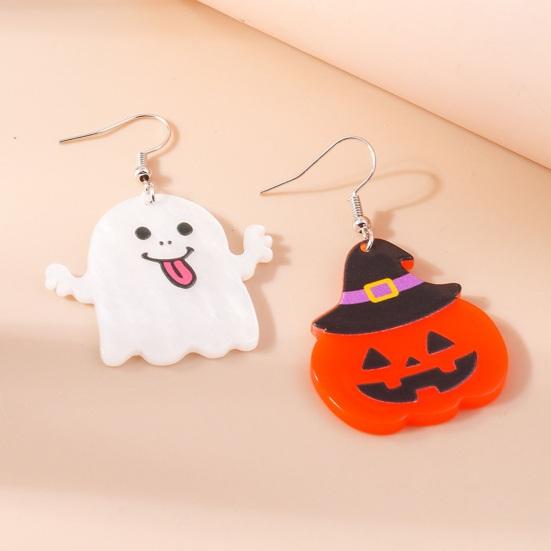 1 Pair Halloween Pumpkin Ghost Earrings Creative Piercing Halloween Pendant Hook Earrings Holiday Jewelry Accessories