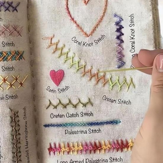 Stickstichbuch-Set DIY Stickstichbuch Starter-Stichanleitungsbuch Stickerei-Bastelset für Anfänger und Bastelliebhaber