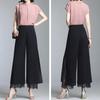 Elegant Lace Hollow Out Cropped Trousers Patchwork Split Female High Waist Commute Solid Color Summer New Elastic Wide Leg Pants