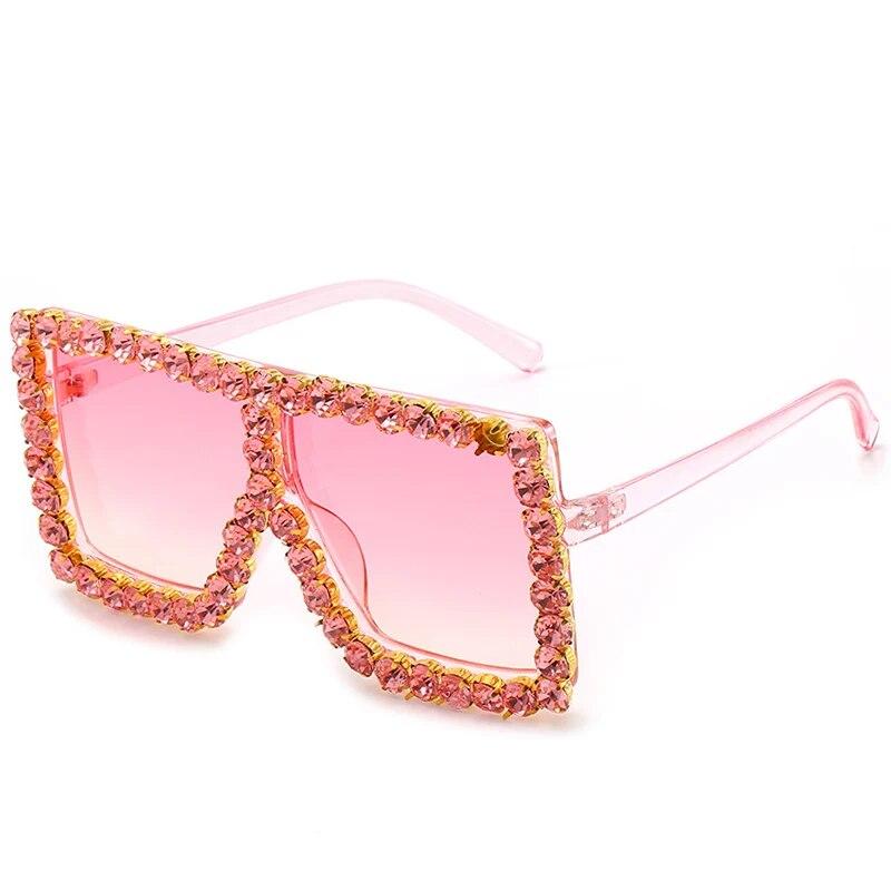 Sunglasses Women Oversized Square Diamond Men Fashion Rhinestone Sun Glasses Lady Luxury  Designer Eyewear UV400 Unisex