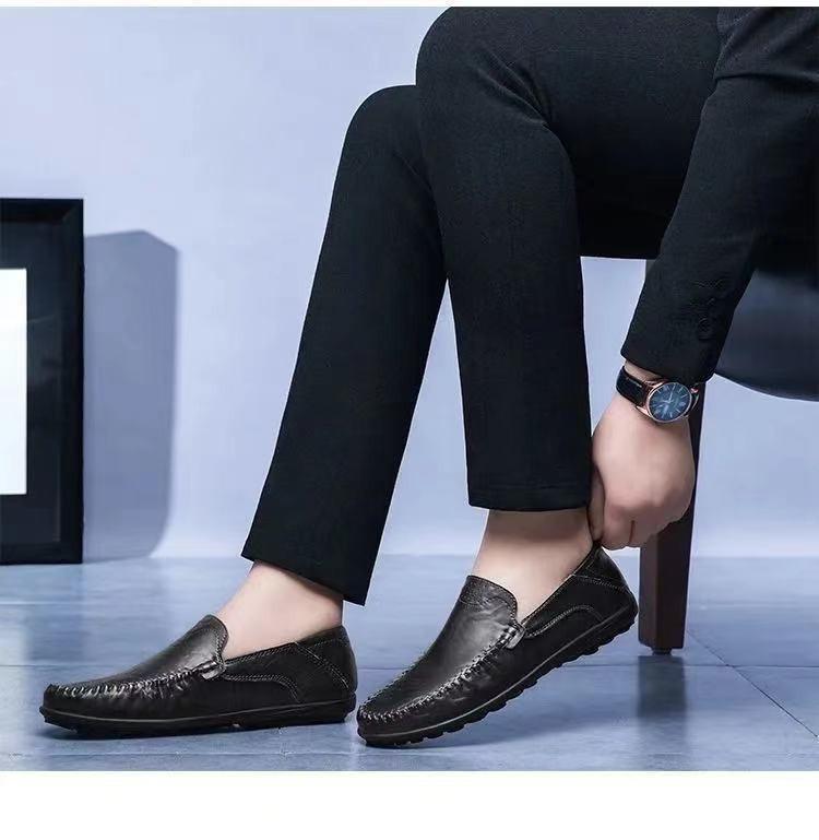 Herren atmungsaktive Leder-Loafer Frühling/Sommer 2025 - Lässig, Modisch, Rund Zehenpartie Slip-ons