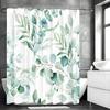 Eucalyptus Leaf Curtain, Spring Floral Watercolor Painting, Botanical Greenery, Herbal Print for Bathroom Decorative Shower Curt