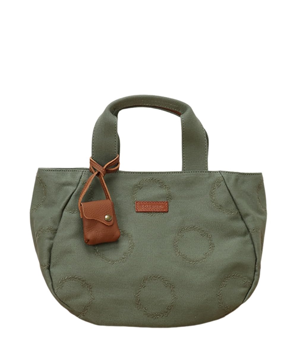 [Tora] Сумка-тоут с вышивкой в виде венка, хаки