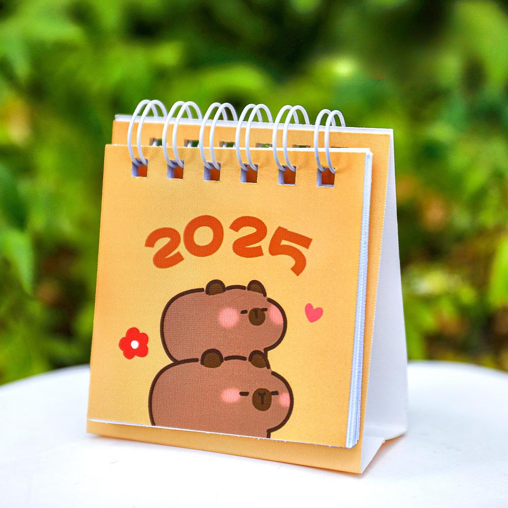 Kawaii Mini Small Desk Calendar July 2024 To December 2025 Pocket Portable Carton Calendar Punch Plan Officce Desktop Decoration