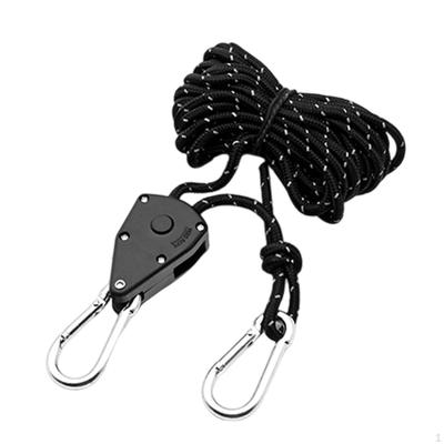 Rope Hanger Ratchet Strap Lightweight 12ft Reflective Guyline with Pulley for Awning Tents Camping