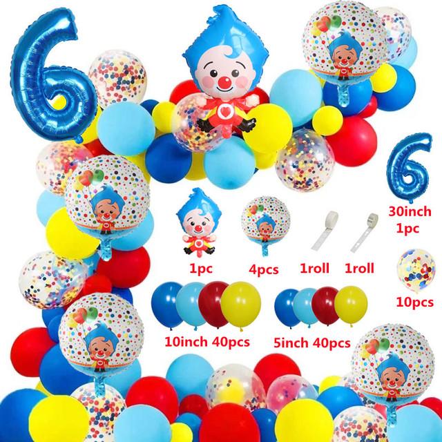 98 Stück/Set Cartoon Clown Bogen Girlande Set Folien Zahlenballons Latex Luft Ballons Babyparty Geburtstagsparty Dekorationen Zubehör