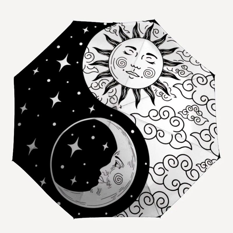 1PC Sun Moon Yin Yang Automatic Open/close, All-Season Portable Folding Umbrella for Women & Men yy250919142