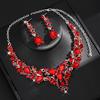 2Pcs/Set Women Jewelry Set Sparkling Water Drop Design Wedding Necklace Drop Earrings Set Bridal Jewelry Gift