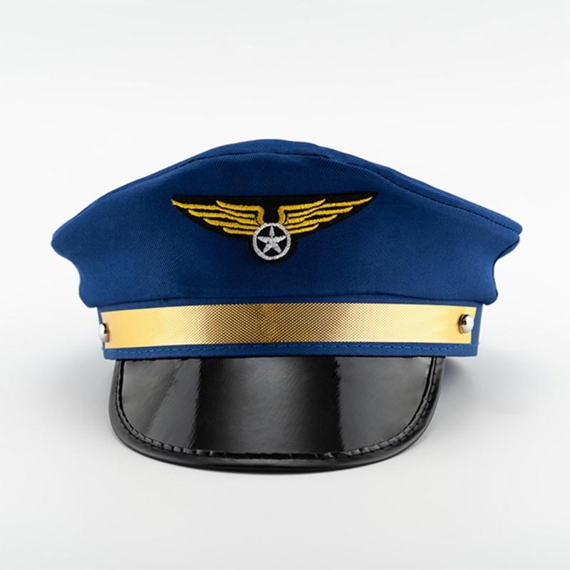 Flight Hat for Adult Cosplay Party Uniform Crew Hat for Male Women Role Play BachelorParty Dress Up Top Hat