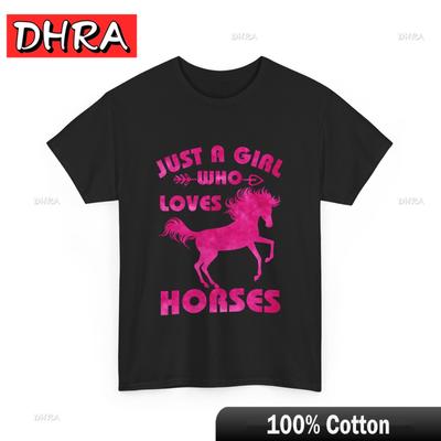 Horse Shirt Just A Girl Who Loves Horses Equestrian Lovers Women Cute Shirt Classic Casual Funny Tee Shirt Colorful Cotton Bold