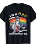 Herren Spaß Gay Pelzig Stolz Regenbogen Fuchs Hund Slogan Grafik Gewaschenes Baumwoll-T-Shirt Unisex Kurzarm Harajuku Streetwear Lässige Oberteile