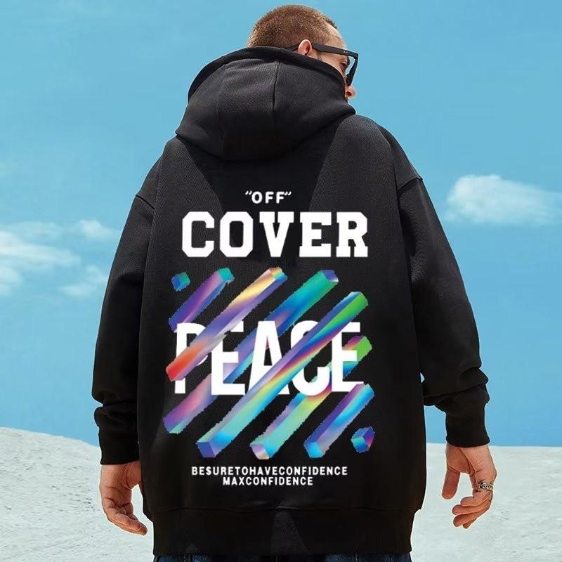 

M-8XL Men Oversize Pullover Hoodie Fashion Loose American Style Trendy Three-dimensional Letters Print Couple Clothes S