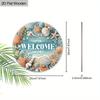 Welcome Seashell Coastal Round Wooden Hanging Sign, 2D Flat Wooden Nautical Front Door Decor