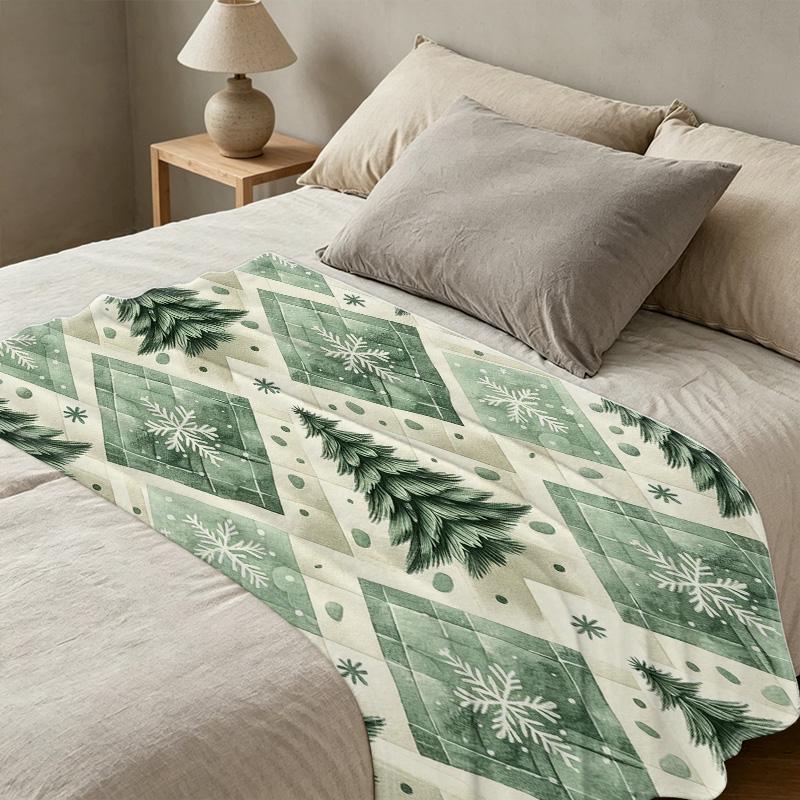 Soft Warm Flannel Fleece Blanket Christmas & Halloween Snowflake Pattern, Breathable Cozy Throw for Living Room, Bedroom, Couch, Office