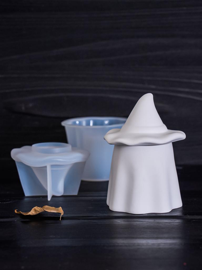 DIY Ghost Candle Jar Silicone Mold Halloween Creative Storage Jar Concrete Mould Handmade Gypsum Crafts Casting Molds Home Decor