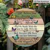 2D Flat, 1pc Round Aluminum Sign, "Amazing Grace" Christian Hymn Quote, Colorful Butterfly & Rustic Wood Design, Metal Wall Art, Ideal for Home