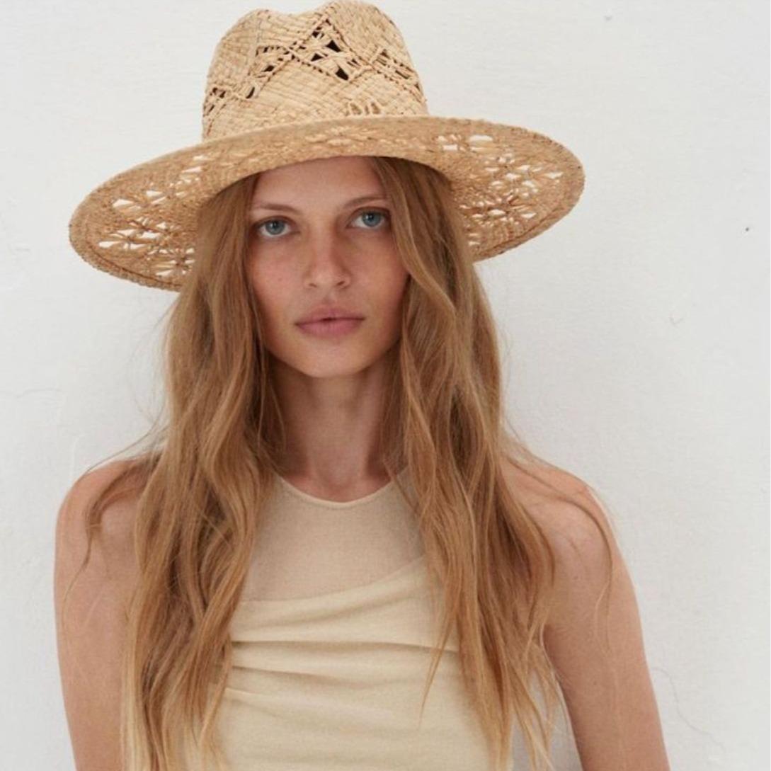 My Extreme Outdoor Activities Women's Brand Designer Series Letter Raffia Straw Hat With Pointed Hollow Sunshade Straw Beach Sun Hat 56-58Cm