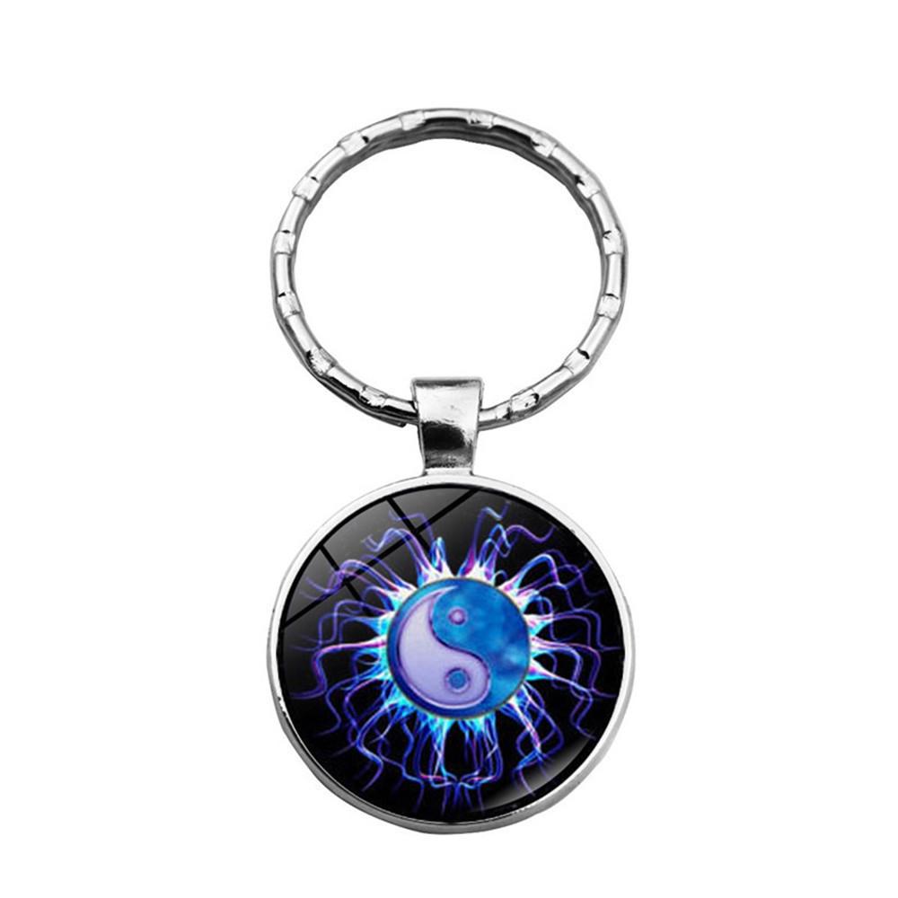 Chic Yin Yang Taiji Time Gem Keychain Zinc Alloy Key Ring With Unique Colors