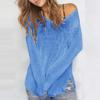 Women V Neck Hollow Out Knit Crochet Sweater Pullover Loose Fit Long Sleeve Lightweight Beach Cover Up Top
