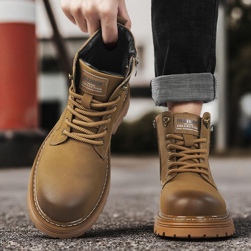 Mens Soft Elastic Winter Warm Winter Cold Padded Snow Boots Thick-soled Non-slip Wear-resistant Outdoor Leisure Sports Running Martin Cotton Boots