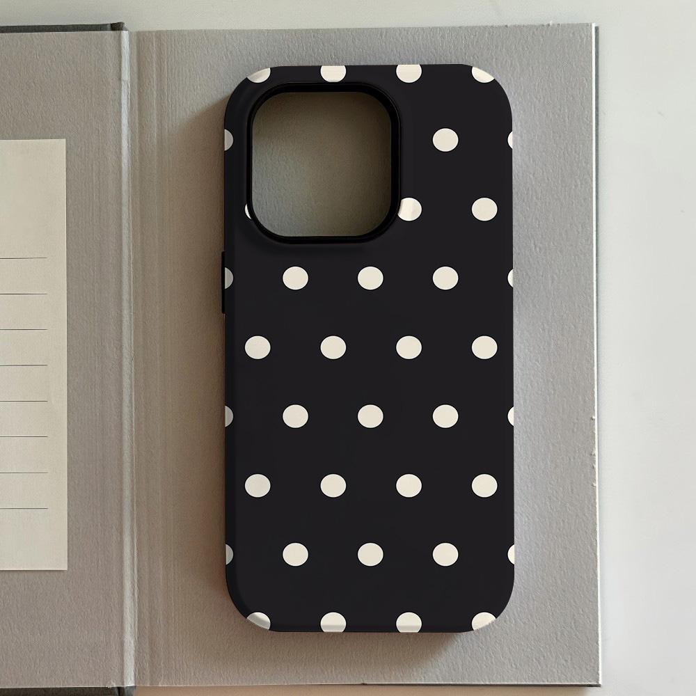 Luxury Color Textured Polka Dots Phone Case for iPhone 17 16 15 14 13 12 11 Air Pro Max Plus Luxury Double-layer Back Cover