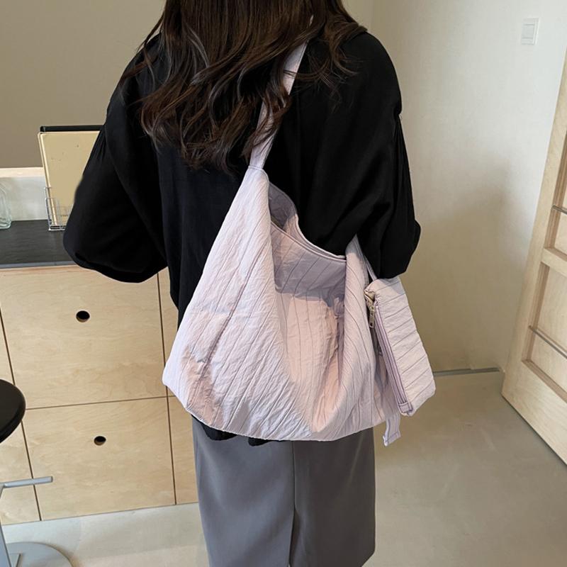 Canvas Tragetaschen Geldbörse für Damen Weiche Faltbare Schulterhandtaschen mit Münzfach Lässige Pendler Shopper Tragetaschen KTY