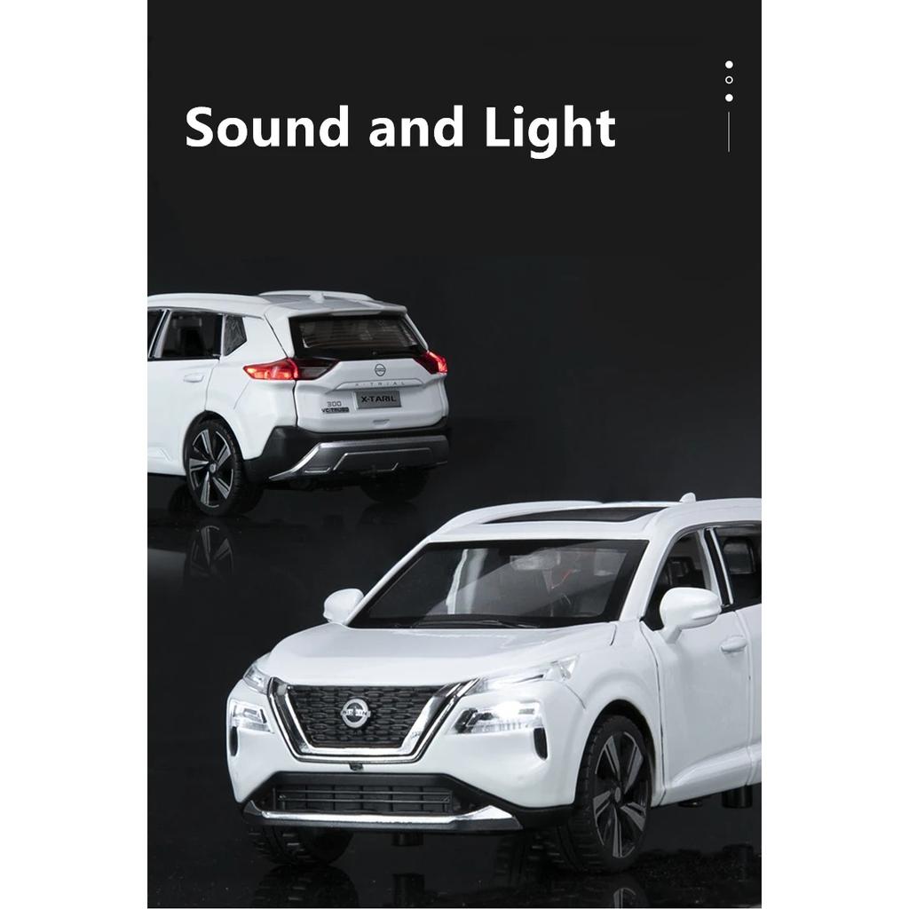 1/32 Nissan X-TRAIL SUV Model auta ze slitiny Diecast Kovová Off-road vozidla Model auta Simulace zvuku a světla Dětská hračka Dárky