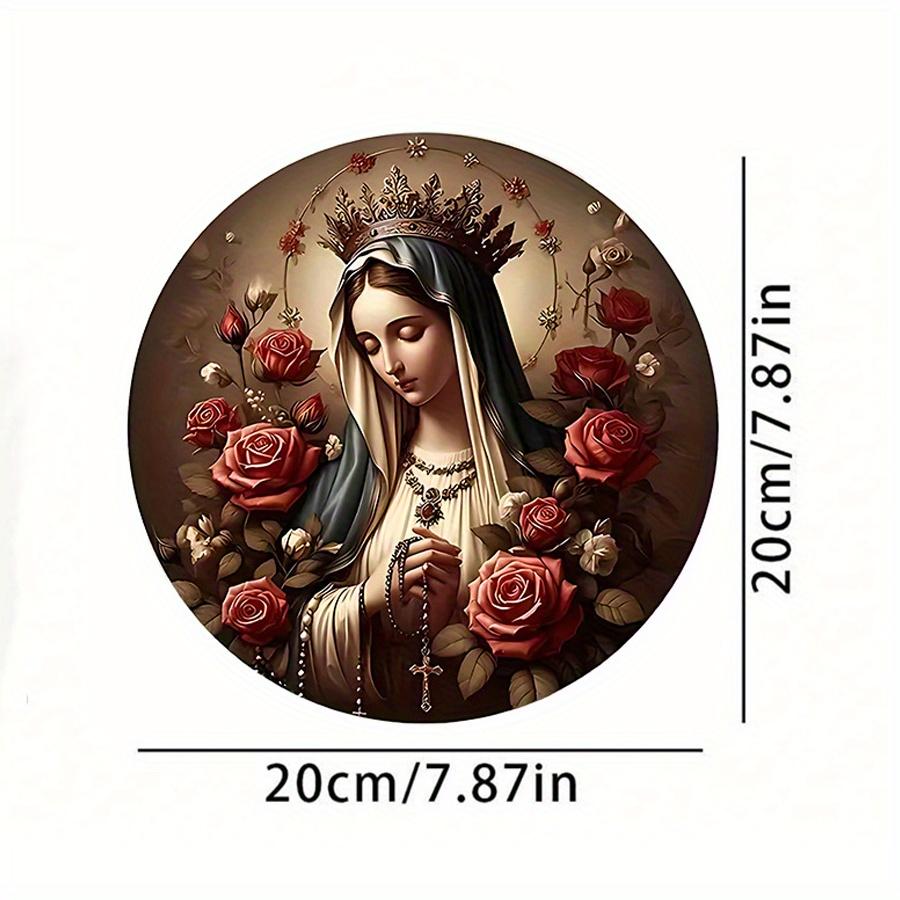 

2D плоский 20 см 1 шт. круглый деревянный настенный декор с изображением Девы Марии, венок из роз, многофункциональный водонепроницаемый домашний декор Su 20*20cm