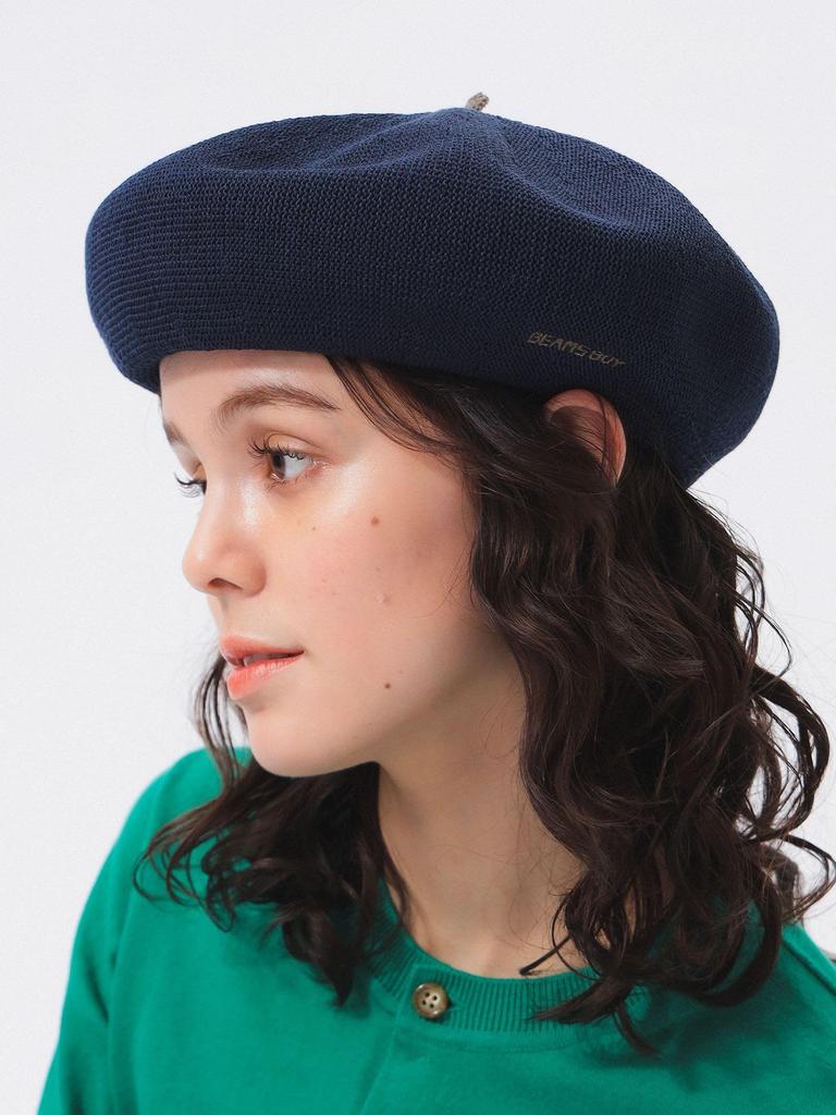 Beams Boy Women's Navy Beret with Embroidered Logo, One Size
