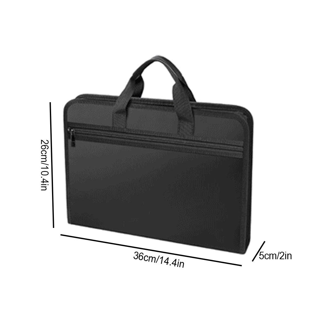 Fireproof Expanding File Folder Zipper Closure Waterproof Accordion File Organizer Space Saving Multi Pockets A4 Files Briefcase