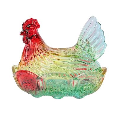 Hen Candy Glass Jar with Lid Decorative Vintage Candy Bowl for Home Kitchen Dining Table