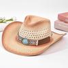 Ethnic style hat men's and women's big-brimmed straw hats show their faces, small western cowboy hats, summer outdoor sunscreen sun hats