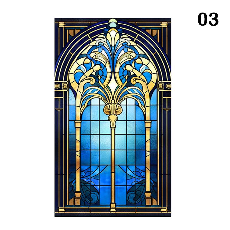 Retro Art Skleněná Fólie Evropský Styl Vitrážové Kostelní Umění Soukromí Okenní Samolepky Neprůhledné Hotelový Klub Veranda Okenní Dekorace Fólie