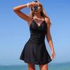 New Women's One-Piece Swimsuit — Solid Color, Cutout Design, Best-Selling Skirt-Style Bikini 0802