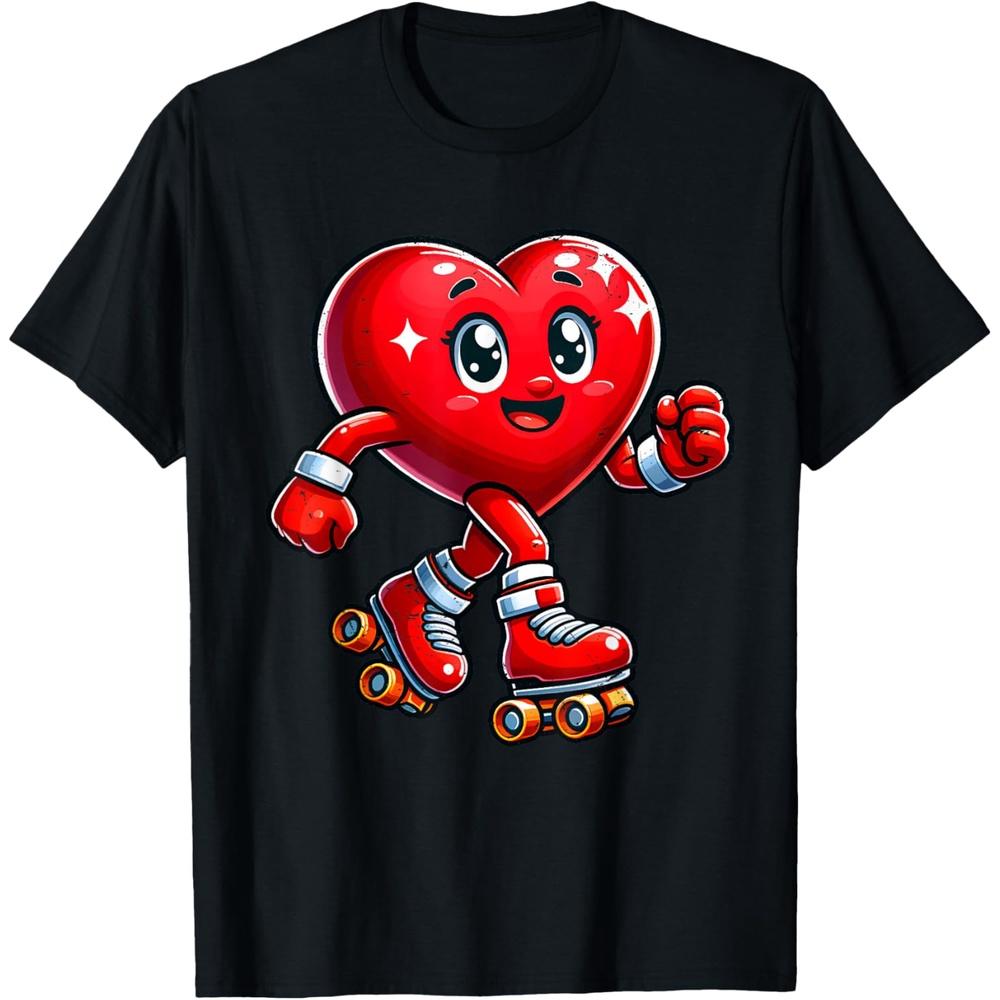 Valentines Day Roller Skate Heart Skating Girls Boys Girls T-Shirt 3XL чёрный