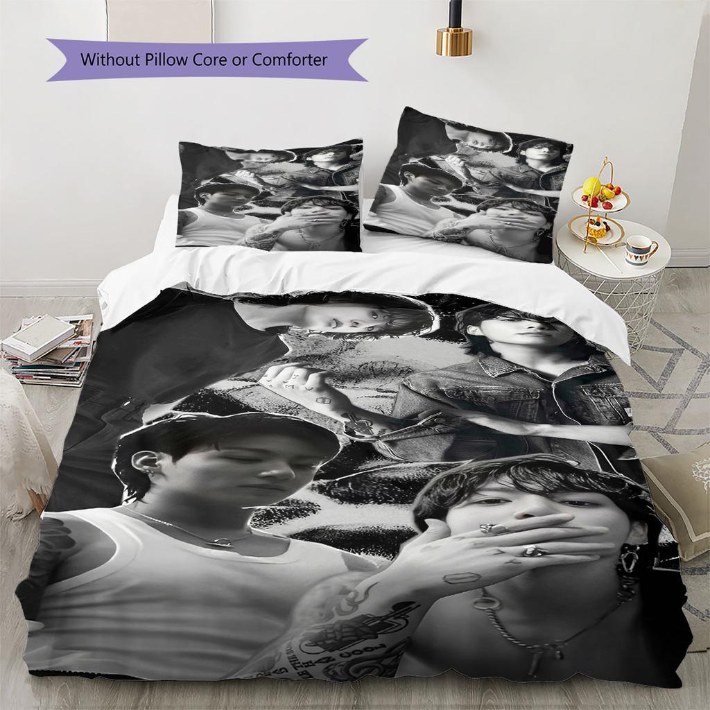 Jeon Jeongguk Pattern Bedding,Quilt Set Quilt Cover Pillowcase Home Birthday Gift(1 * Duvet Cover + 2 * Pillowcase, Without Core)
