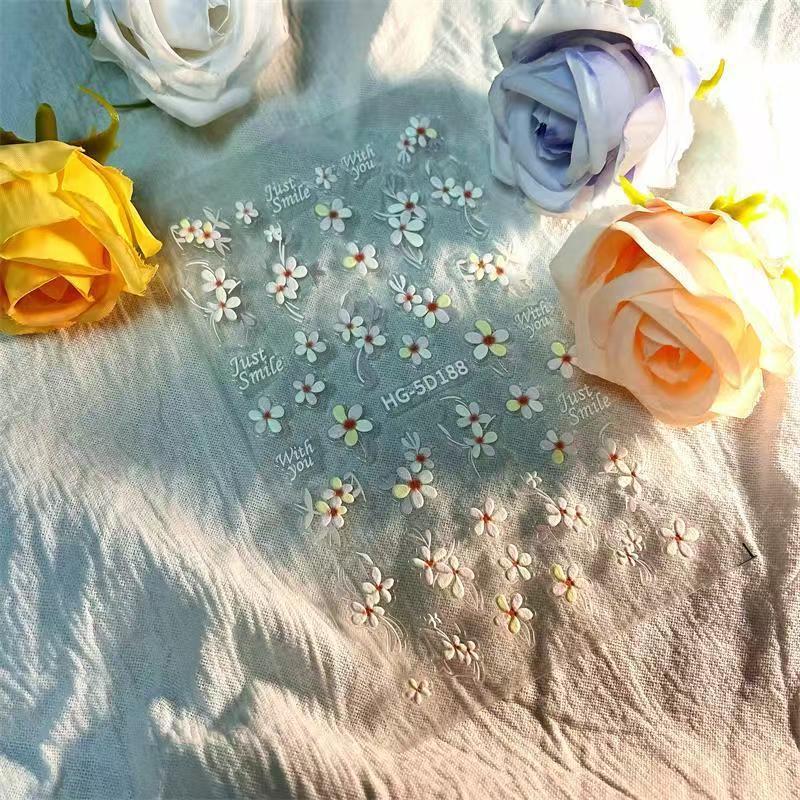 

Camellia 5D Embossed Nail Art Stickers - 3D Fresh Ice Flower Hand-Painted Ornaments