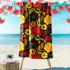 Floral Pattern Black Red Yellow Design Beach Towel Quick-drying for Travel Outdoor Sports Jogging Beach and Swimming
