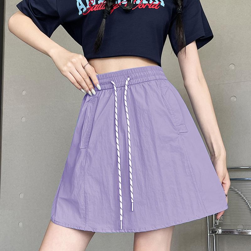 

Apricot 2025 Women s A-line Elastic Waist Skirt Shorts - Loose, Slimming, Anti-exposure. Small фіолетовий