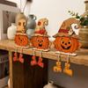 3Pcs Vintage Pumpkin-Shaped Wooden Ornaments 2D Flat Face Pumpkin Display Decor  Holiday Gifts