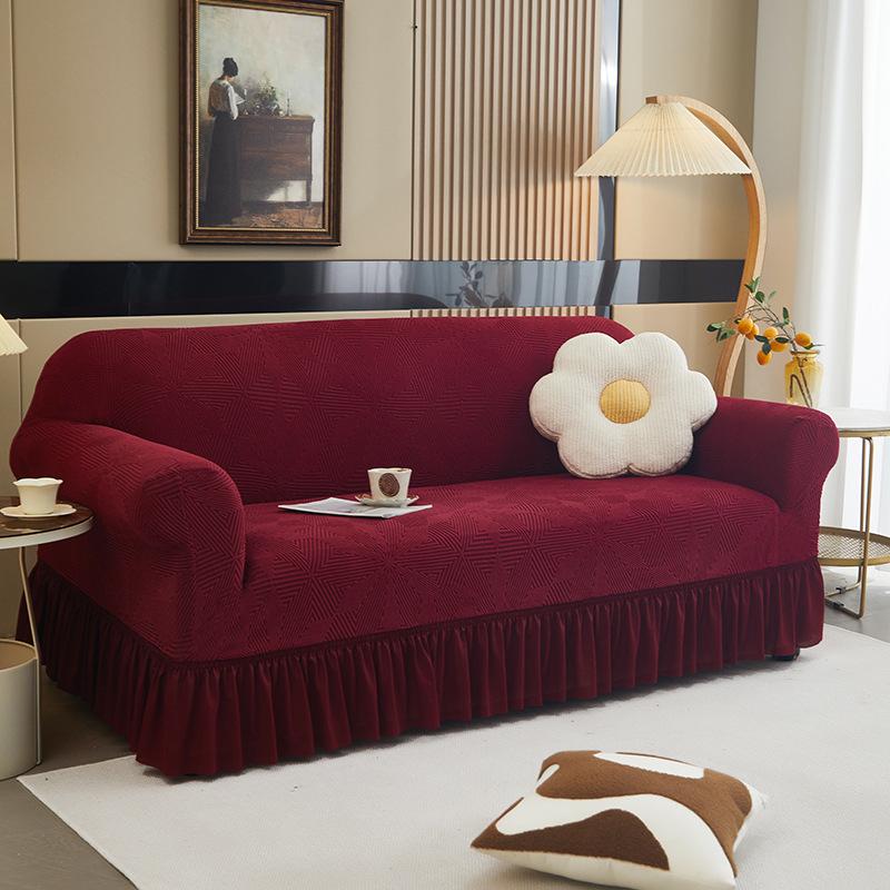 Supply High-Grade Skirt Hemming Sofa Cover Elastic All-Inclusive Four-Season Universal Sofa Protective Cover Solid Color